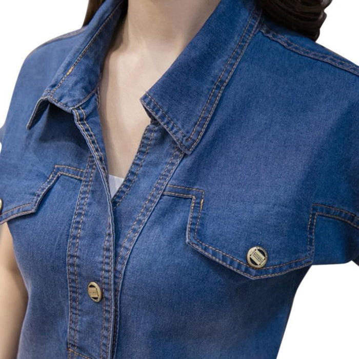 Dresses Women's Denim Dress Elegant Cowboy Casual Dress AwsomU