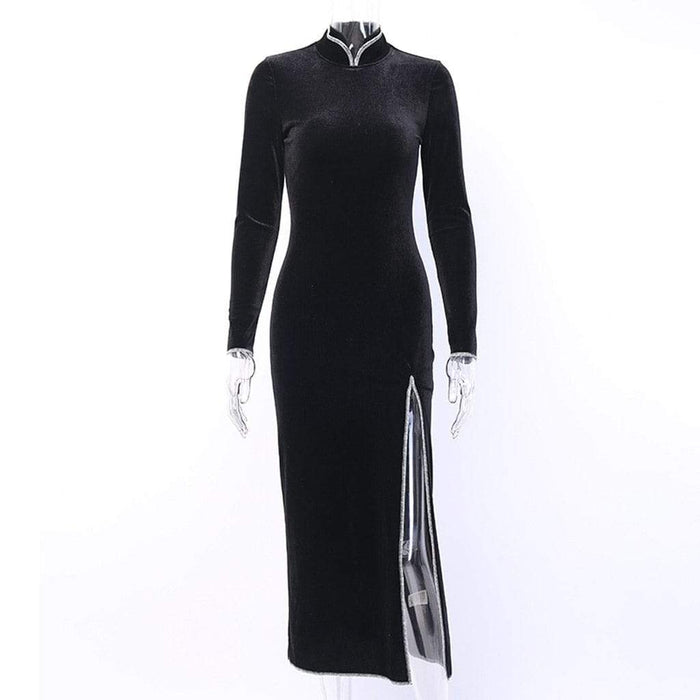 Dresses Women Sexy Full Sleeve Black Empire Dress AwsomU