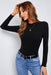 Women's T-Shirt Mock Neck Lettuce Hem Long Sleeve Tee AwsomU