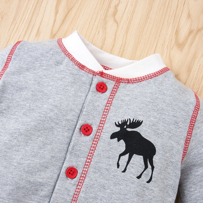 Baby Clothing Baby Button Front Moose Graphic Jumpsuit AwsomU