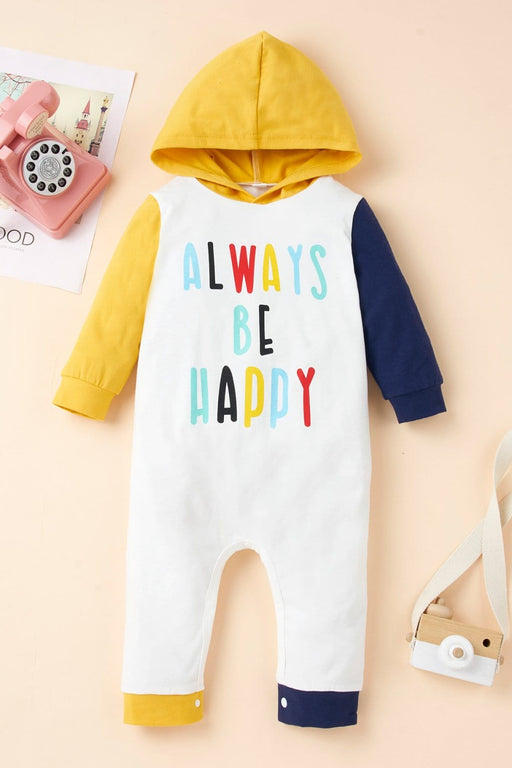 Baby Clothing Girls Letter Print Contrast Hooded Jumpsuit AwsomU
