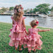 Girl's Clothing Girls Pearl Beaded Mesh Layered Dress Elegant New Year Princess Children Party Dress Wedding Gown Dresses AwsomU