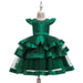 Girl's Clothing Girls Pearl Beaded Mesh Layered Dress Elegant New Year Princess Children Party Dress Wedding Gown Dresses AwsomU
