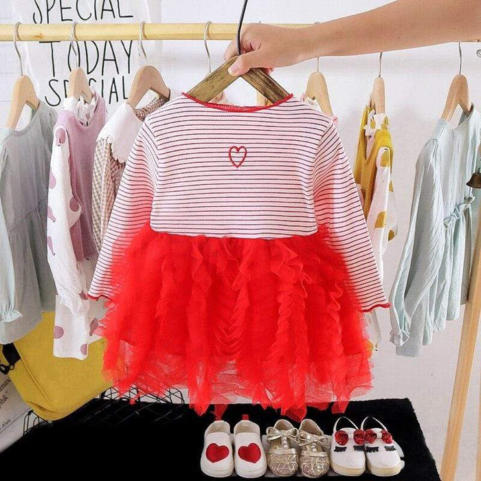 Girl's Dresses Autumn Casual Knee Length Girl Dress Outfits Baby Girl Long Sleeve Stitching Fashion Princess Dress AwsomU