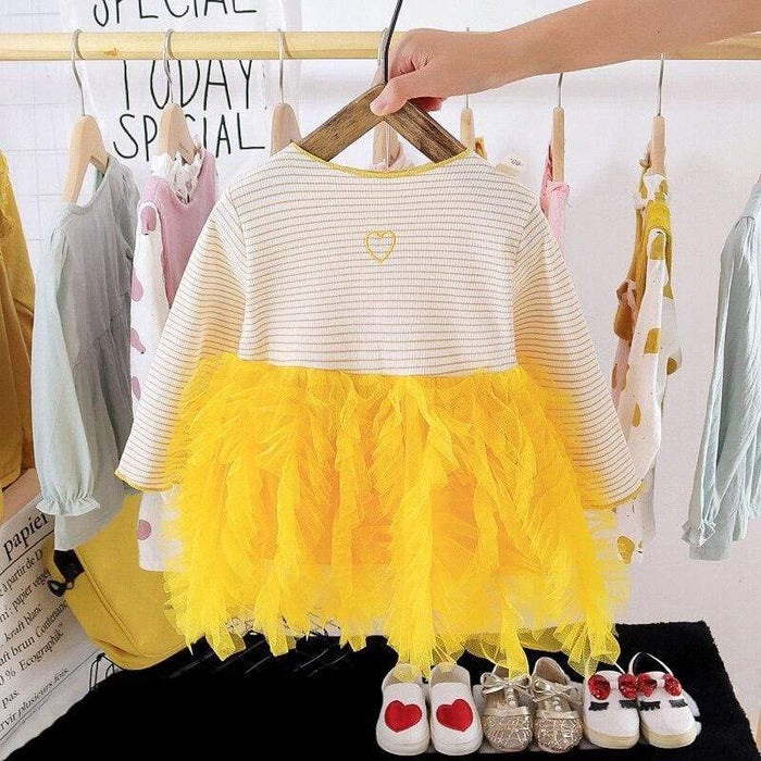 Girl's Dresses Autumn Casual Knee Length Girl Dress Outfits Baby Girl Long Sleeve Stitching Fashion Princess Dress AwsomU