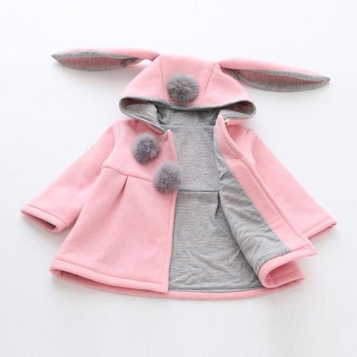 Girl's Jackets Girls Cute Coats Cartoon Rabbit Ear Hooded  Autumn Winter Long Sleeve AwsomU