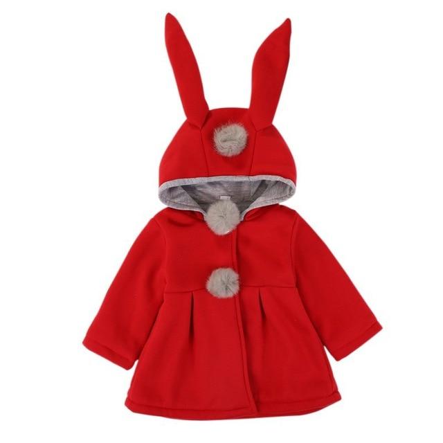 Girl's Jackets Girls Cute Coats Cartoon Rabbit Ear Hooded  Autumn Winter Long Sleeve AwsomU