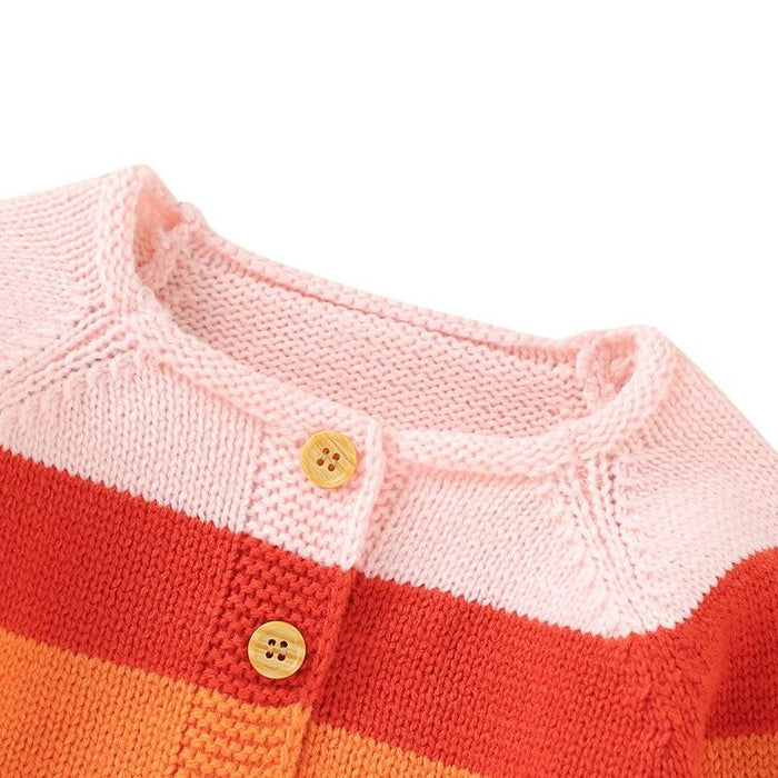 Girl's Sweater Children Kids Knitted Sweater Autumn Baby Girl Cardigan Striped AwsomU
