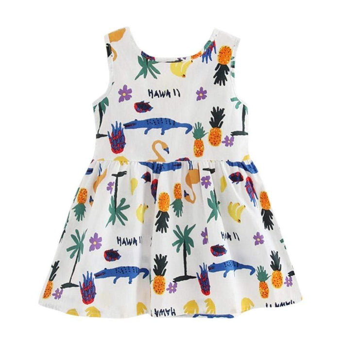Girls Dress Summer Cool Dress Kids Sleeveless Printing Pattern Cotton Dress Baby Girl Kids AwsomU