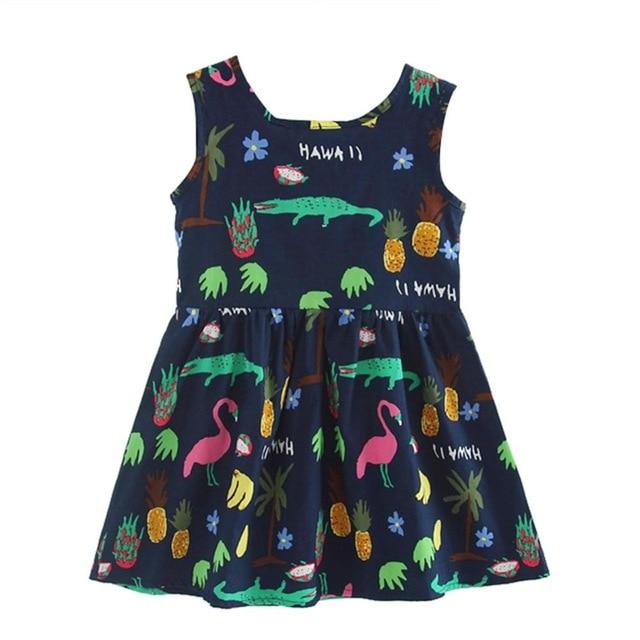 Girls Dress Summer Cool Dress Kids Sleeveless Printing Pattern Cotton Dress Baby Girl Kids AwsomU