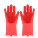 Kitchen Magic Silicone Dishwashing Scrubber Gloves 1 Pair AwsomU