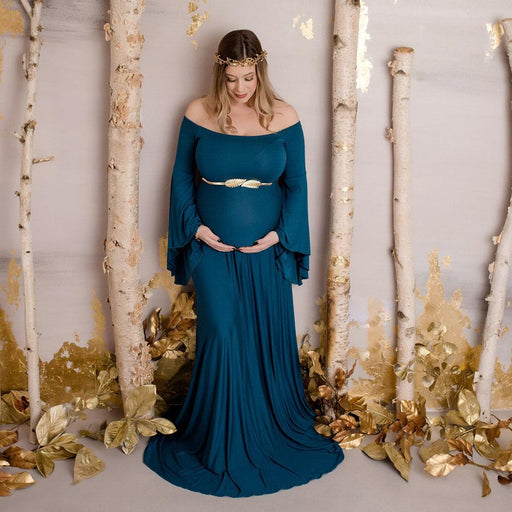 Maternity Shoulderless Maternity Long Dresses Women Pregnancy Photography Maxi Maternity Gown AwsomU