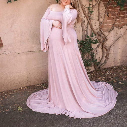 Maternity Shoulderless Maternity Long Dresses Women Pregnancy Photography Maxi Maternity Gown AwsomU