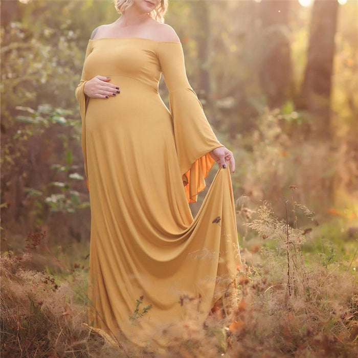 Maternity Shoulderless Maternity Long Dresses Women Pregnancy Photography Maxi Maternity Gown AwsomU