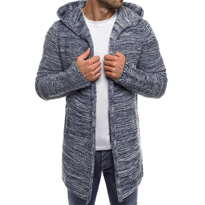 Knitted Cardigan Sweater Jacket Trench Men Thick Long Casual Plus Size  Winter