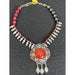 Necklace Bollywood silver pendant necklace in red and black AwsomU