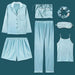 Pajamas 7 Pieces Pajamas Sets Stain Faux Silk Tops Shorts Shirt Pants Women's Sleepwear Sets AwsomU