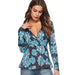 Tops & Blouses Women Deep V neck Long Sleeve Floral Top AwsomU