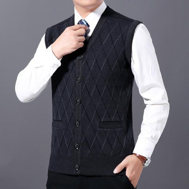 Men's Sweater New Fashion Brand Sweaters Men Pullovers Vest Sleeveless Slim Fit Jumpers Knitwear Casual Male Vests AwsomU