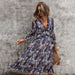 Dresses Sexy V Neck Floral Dress Ladies 2022 New Butterfly Sleeve High Waist Casual Print Dresses For Women Summer Chiffon Dress AwsomU