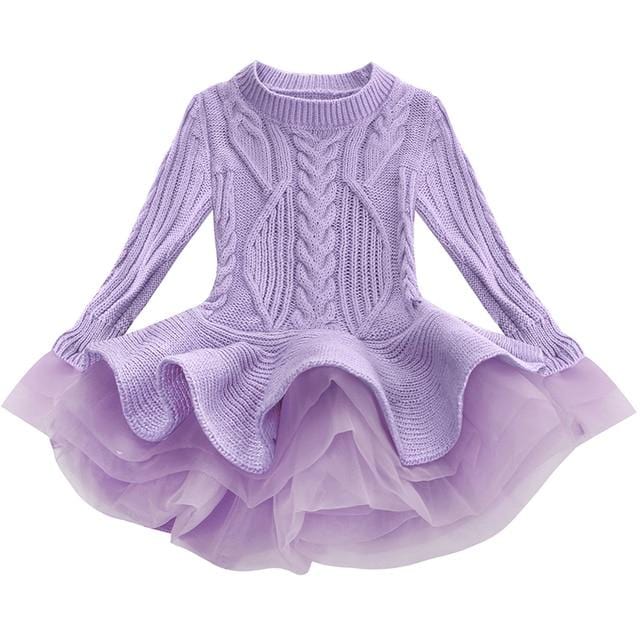 Girl's Sweater Lace Knitted Sweaters Warm Dresses Winter Baby Wear Clothes Girls Clothing Sets Children Dress Child Clothing Kids AwsomU