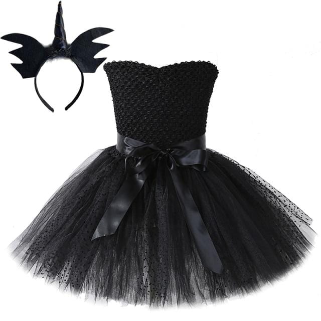Party Costume Unicorn Evil Angel Tutu Dress for Girls Devil Halloween Costumes for Kids Black Angel AwsomU
