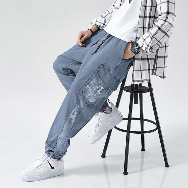 Men's Pants Plus Size Jeans Men Loose Joggers Streetwear Harem Jeans Cargo Pants Ankle Length Denim Trousers Track Pants AwsomU