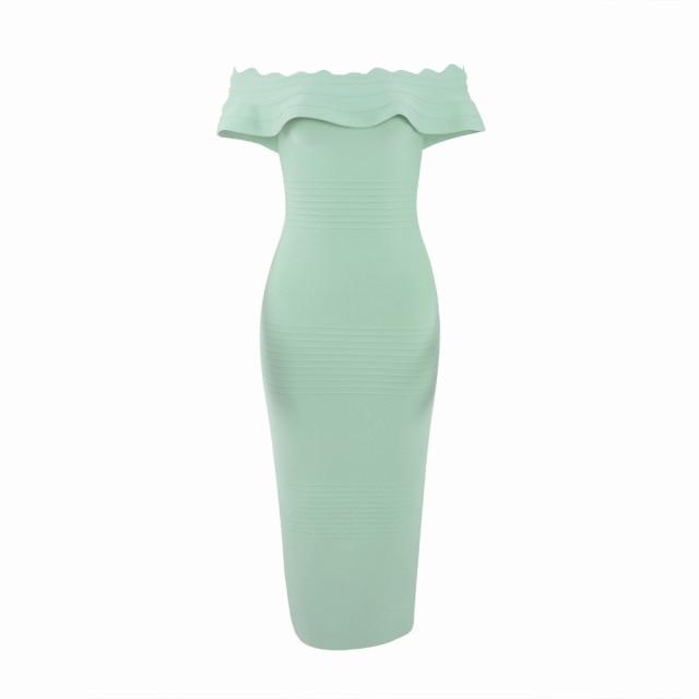 Dresses New Fashion Sexy Women Off Shoulder Winter Bodycon Celebrity Midi Bandage Dress Plus Size AwsomU