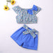 Girl's Set Summer Thin Suit Flower Sling Top Denim Shorts 2Pcs Clothing Sets Childrens Clothing Girl Clothing Sets AwsomU
