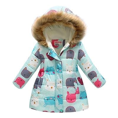 Girl's Jackets Thicken Winter Girls Jackets Fashion Printed Hooded Outerwear For kids Internal Plus Velvet Warm Girls Coats Christmas AwsomU