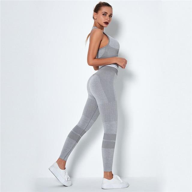 Women's Two Piece Suit Women Sport Set Fitness Clothing Femme Seamless Jogging Set 2 Piece Gym Workout Sport Suit Women Gym Leggings Sport Bra Set AwsomU