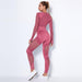 Women's Two Piece Suit Sexy Slim Mesh Yoga Suit Seamless Quick Dry Sports Yoga Suit Striped Long Sleeve Bubble Butt Leggings Gym Fitness Running Suit AwsomU