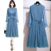 Dresses Chiffon dress women's mid length fashion new lace lotus leaf collar A line pleated dress AwsomU