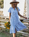 Dresses New Ladies Vintage Boho Summer Dress Women Midi Casual Loose Holiday Plaid Beach Shirt Dress Women Sundress AwsomU