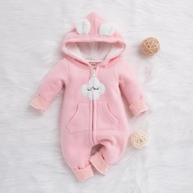 Baby Jumpsuit Winter Baby Adorable Cloud Hooded Baby Rompers for Baby Boys and Girls Warm Unisex Baby Bodysuit Clothes Rompers AwsomU