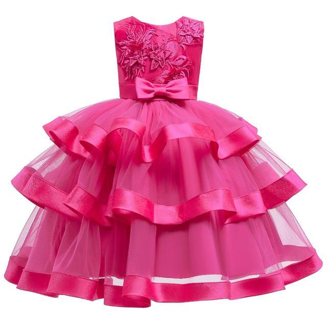 Girl's Dresses Dresses For Girls Elegant Cake Bow Dress Girl Evening Party Play Show Dress Long Kids Casual Children Ball Gown Clothing AwsomU