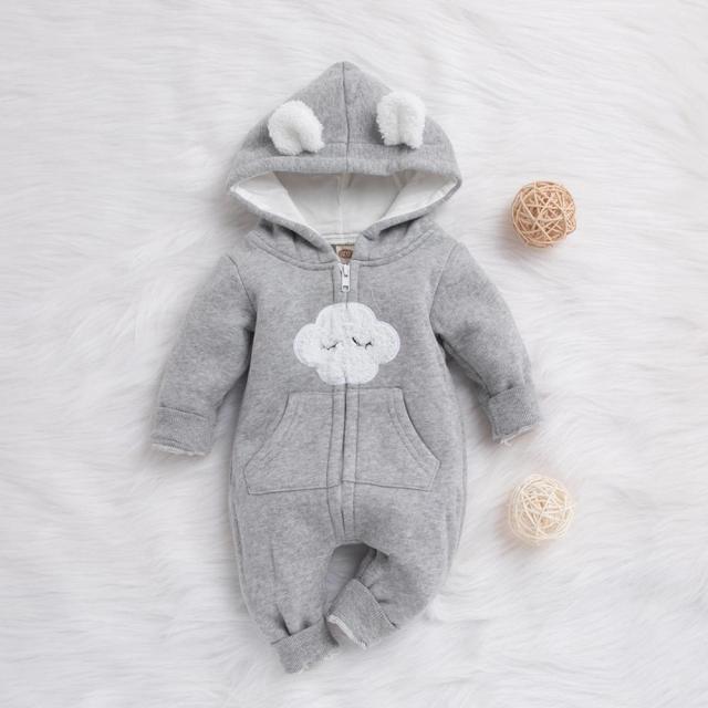 Baby Jumpsuit Winter Baby Adorable Cloud Hooded Baby Rompers for Baby Boys and Girls Warm Unisex Baby Bodysuit Clothes Rompers AwsomU