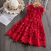 Girl's Dresses Red Girls Dress For Kids Christmass Princess Dress Lace Embroidery Birthday Wedding Party Children Fall Clothing Dresses AwsomU