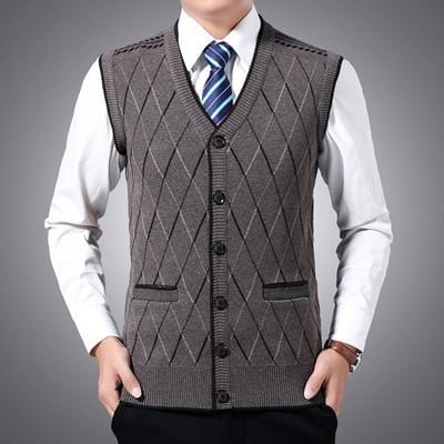 Men's Vest DIMUSI Winter Men's Sleeveless Vests Warm Knitted Waistcoats AwsomU