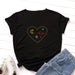 Women's T-Shirt 100% Cotton Women Graphic T shirt Love Heart Print Short Sleeve Tee Tops Casual O Neck AwsomU