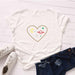 Women's T-Shirt 100% Cotton Women Graphic T shirt Love Heart Print Short Sleeve Tee Tops Casual O Neck AwsomU