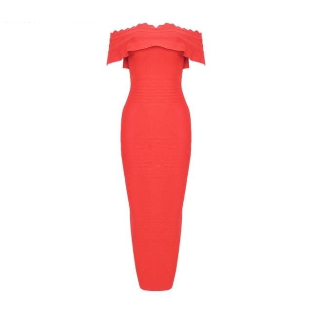 Dresses New Fashion Sexy Women Off Shoulder Winter Bodycon Celebrity Midi Bandage Dress Plus Size AwsomU