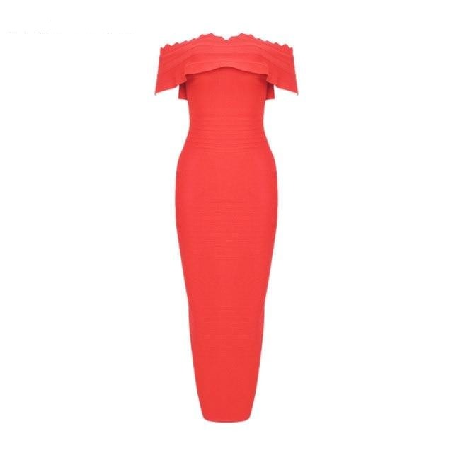 Dresses New Fashion Sexy Women Off Shoulder Winter Bodycon Celebrity Midi Bandage Dress Plus Size AwsomU