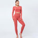 Women's Two Piece Suit Vital Women Sport Suit Fitness Set Gym Workout Clothes Long Sleeve Fitness Crop Top + High Waist Energy Seamless Leggings AwsomU