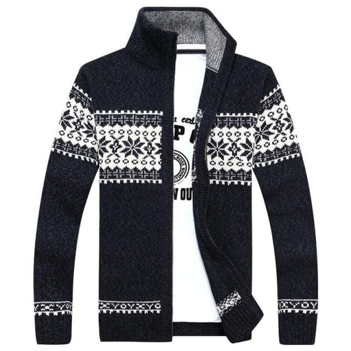 Men's Sweater Winter Men's Jacquard Cardigan Christmas Sweater Stand Collar Loose Slim Fit Sweater Coat Plus Size Mens Casual Sweater AwsomU