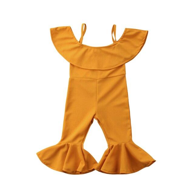 Girl's Romper Pudcoco Girl Jumpsuits 1Y 7Y US Stock Kids Baby Girls Off Shoulder Romper Bell Bottom Pants Outfit Clothes AwsomU