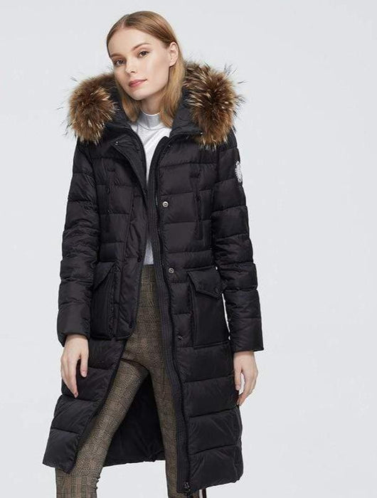 Women's Jacket Astrid 2020 New Winter Women's coat long warm black Jacket with fox fur hood pocket AwsomU