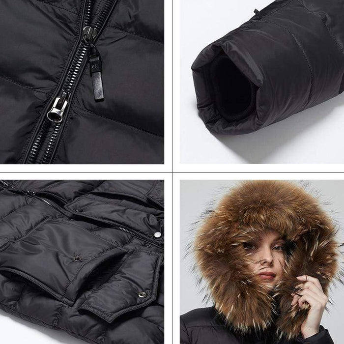 Women's Jacket Astrid 2020 New Winter Women's coat long warm black Jacket with fox fur hood pocket AwsomU