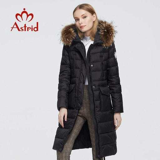 Women's Jacket Astrid 2020 New Winter Women's coat women long warm black Jacket with fox fur hood AwsomU
